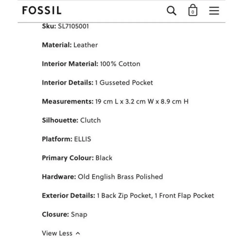 Fossil Ellis‎ 29 Clutch/ Wallet Black - Picture 9 of 9
